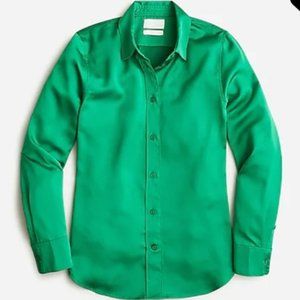J. Crew Slim-fit drapey shirt in luster crepe (Size 8)